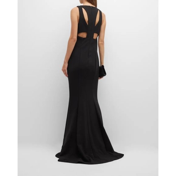 Likely Womens Maxi Fishtail Dress Albury Cutout-Back Trumpet Deep V Neck Black 4 - Picture 2 of 10